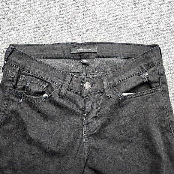Flying Monkey Jeans Sz 27 (28x30) Black Distressed Skinny Stretch Made in USA - Picture 4 of 10